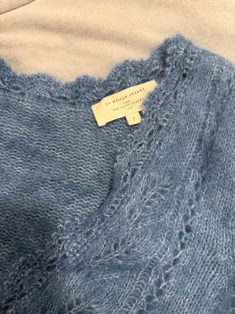 Sezane Angelo Blue Cable Lace Knit Sweater - Picture 4 of 5